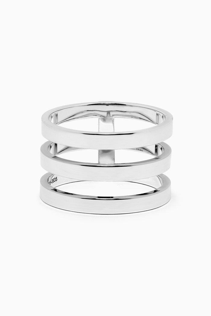 Berbere Module 3 Row Ring in 18kt White Gold