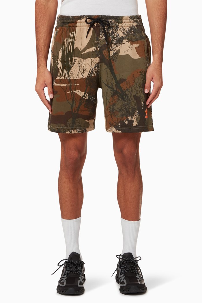 

Camo Cotton Fleece Shorts, Neutral