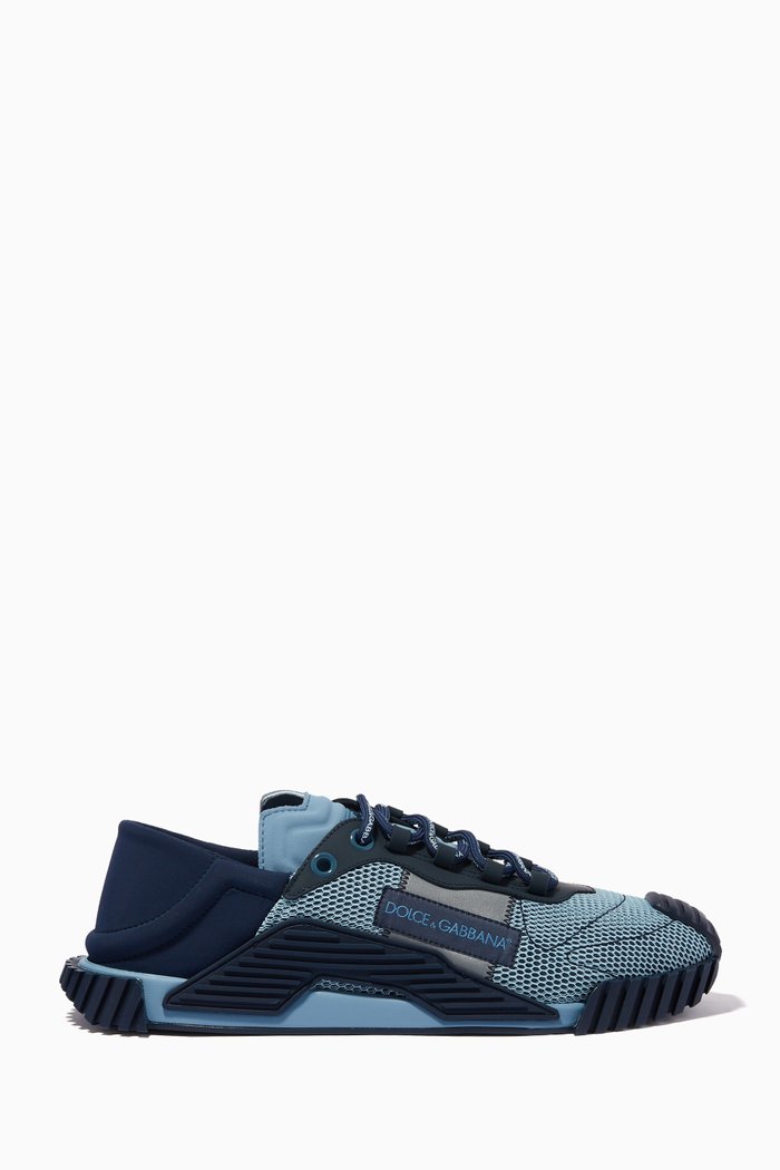 

NS1 Slip-on Sneakers in Spandex, Mesh & Calfskin, Blue