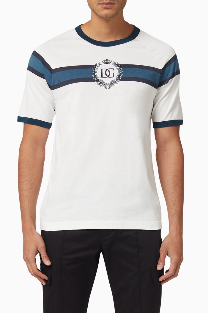 

DG Crown Stripe Cotton T-shirt, White