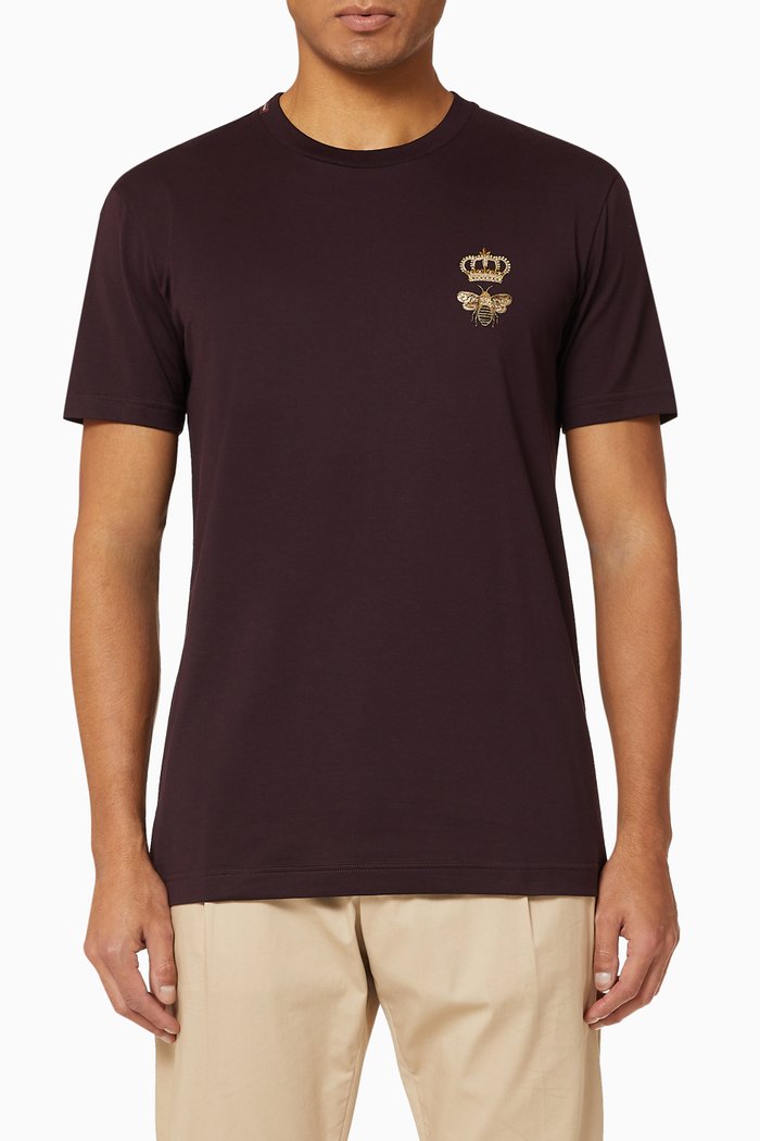 

Crown Bee Embroidered Jersey T-Shirt, Red