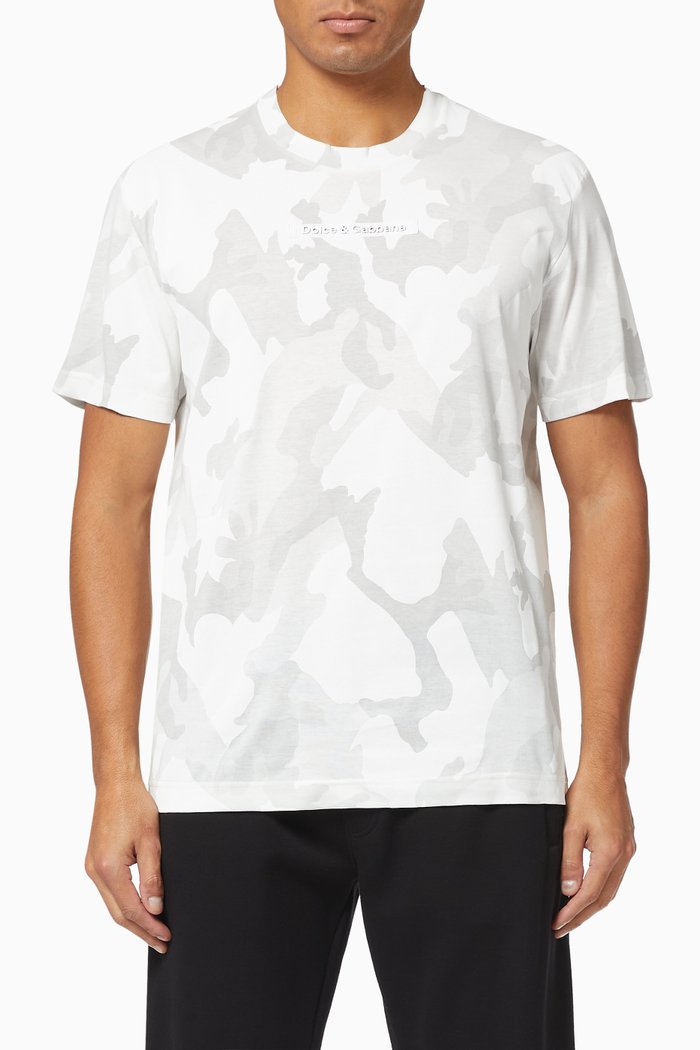 

Logo Patch Camouflage Cotton T-shirt, White