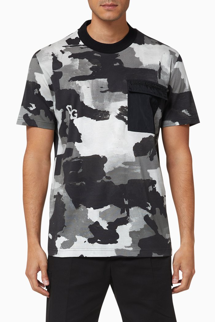

Camouflage Cotton T-shirt, Grey