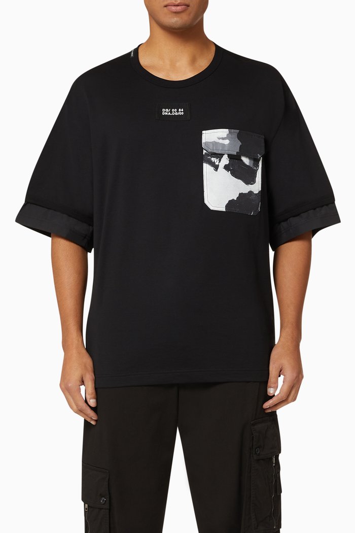 Camo Pocket Cotton Jersey T-Shirt, Grey