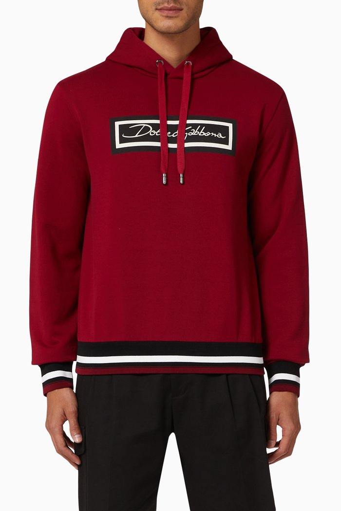Pull On Hoodie in Cotton Jersey, Red