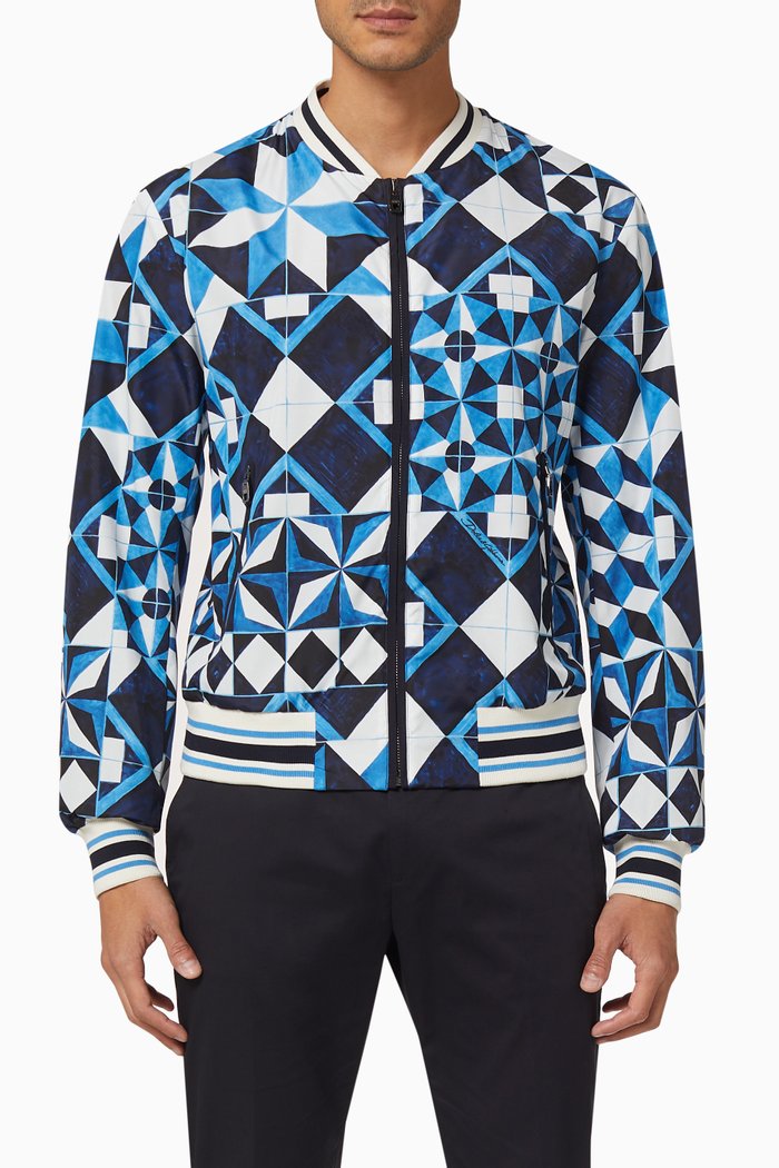 

Majolica Nylon Bomber Jacket, Blue