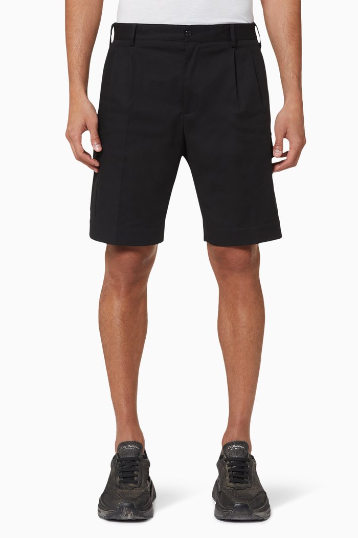 

Stretch Cotton Drill Cargo Shorts, Black