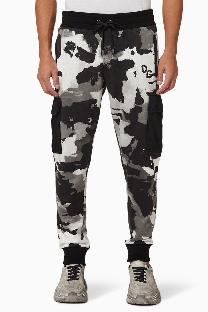

Camouflage Cotton Jersey Jogging Pants, Grey