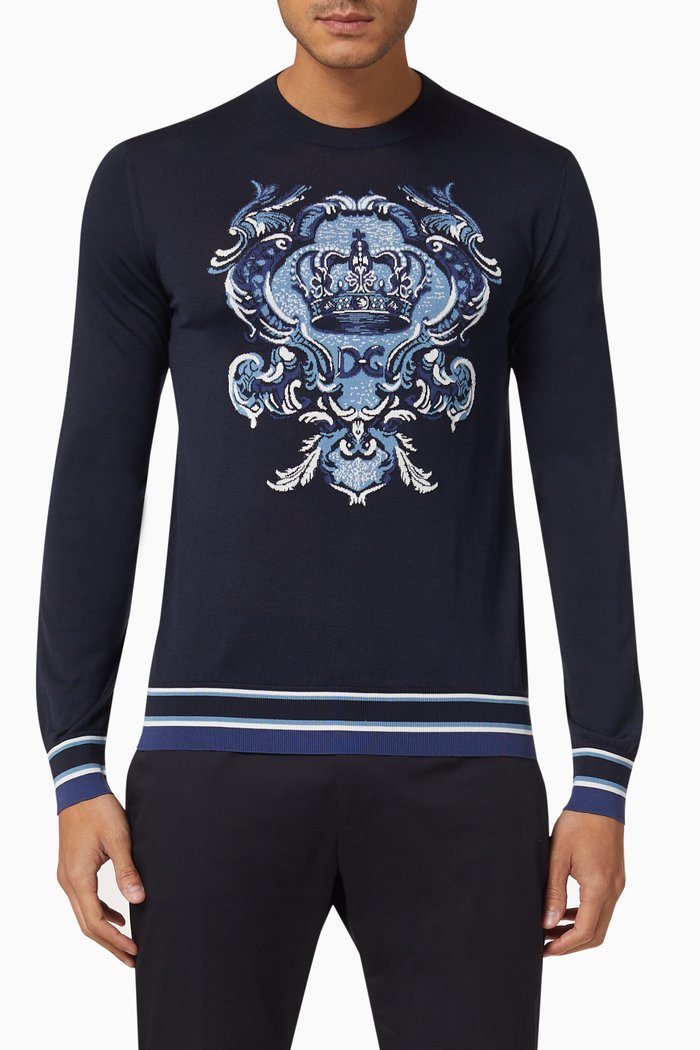

Heraldic DG Silk Sweater, Blue