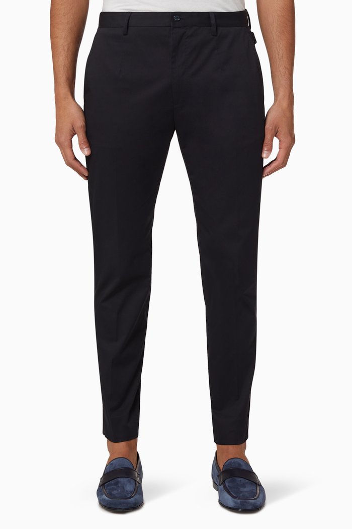 

Round DG Patch Stretch Cotton Pants, Blue