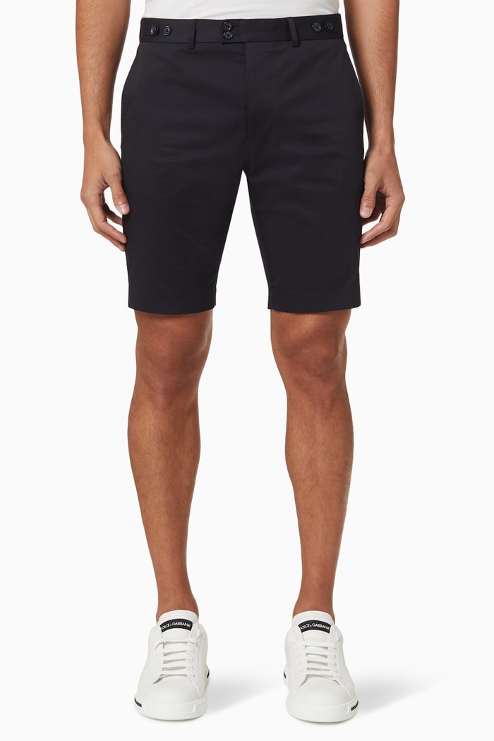 

Round DG Patch Stretch Cotton Shorts, Blue