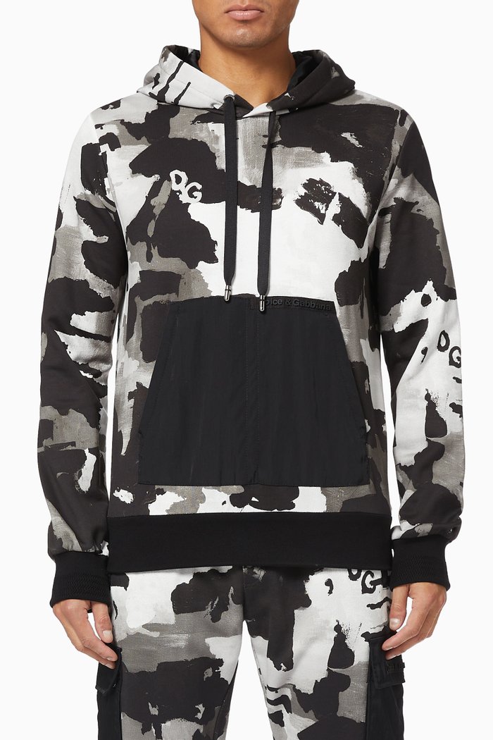 

Camouflage Cotton Hoodie, Grey