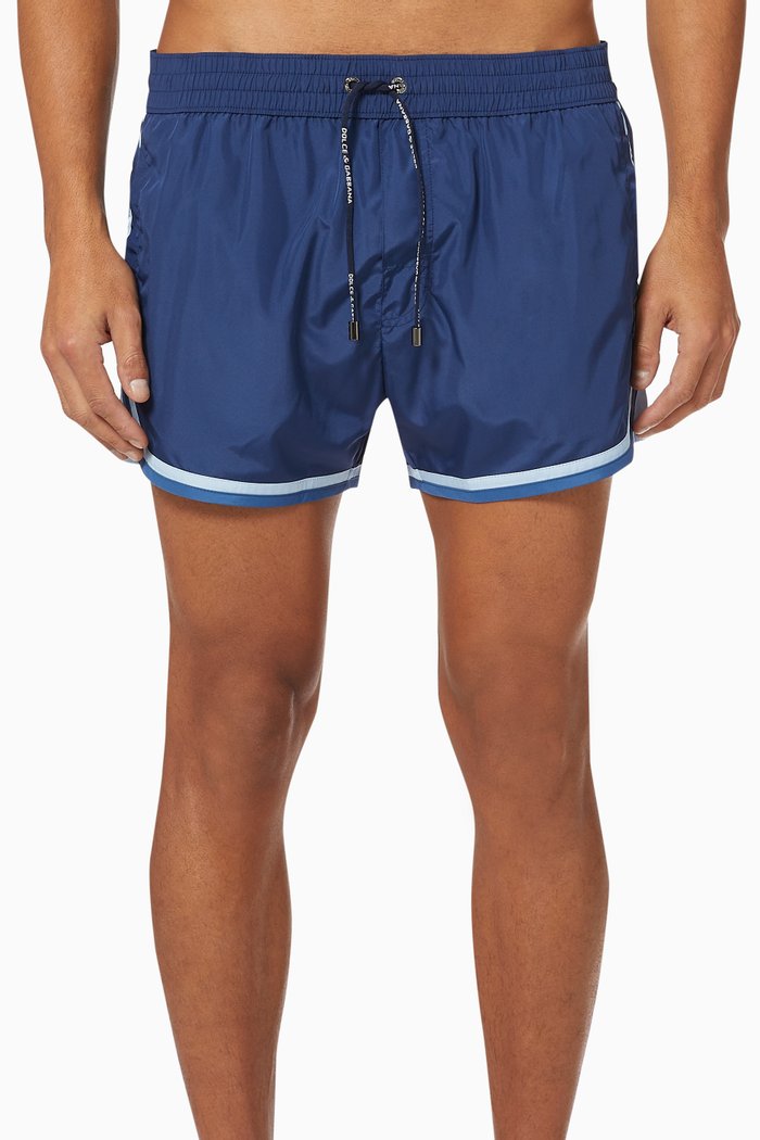 

Short Swim Trunks with Contrasting Trim in Nylon, Blue