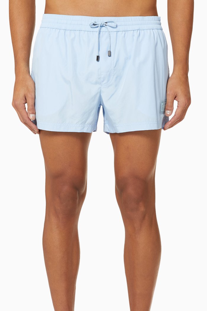 

D&G Logo Patch Short Swim Trunks, Blue
