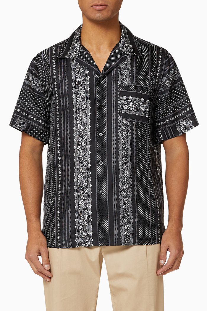 

Silk Twill Hawaiian Shirt, Black