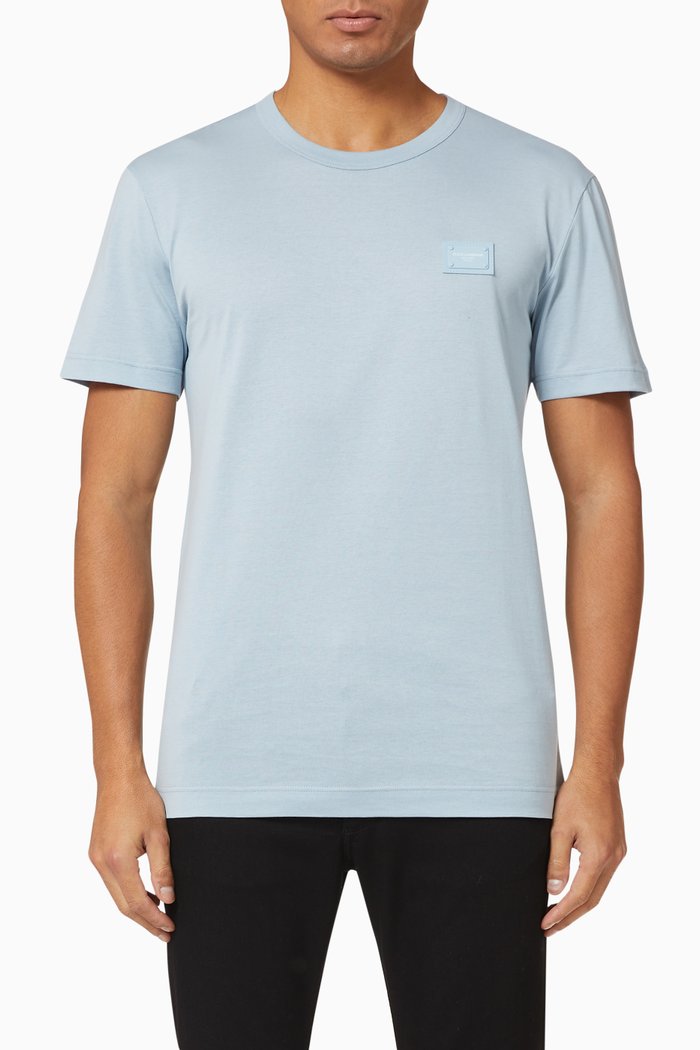 

Cotton Jersey T-shirt with DG Plaque, Blue