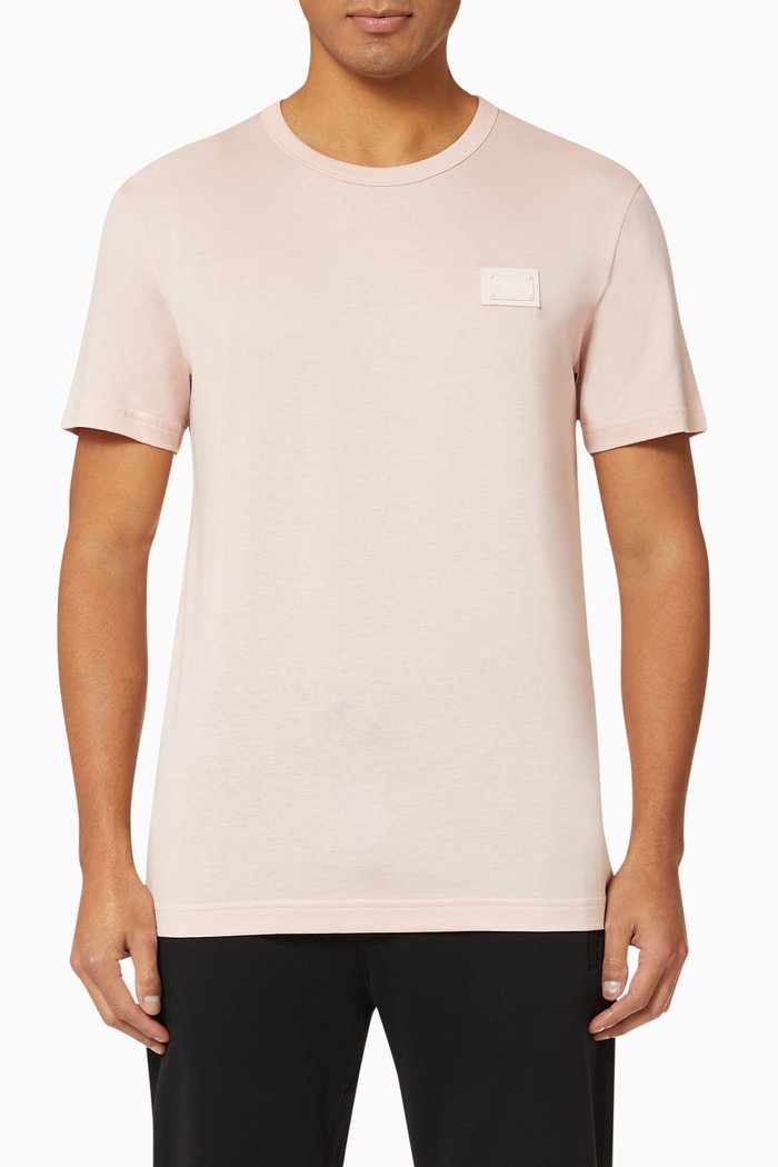 D&G Plaque Jersey T-Shirt, Pink