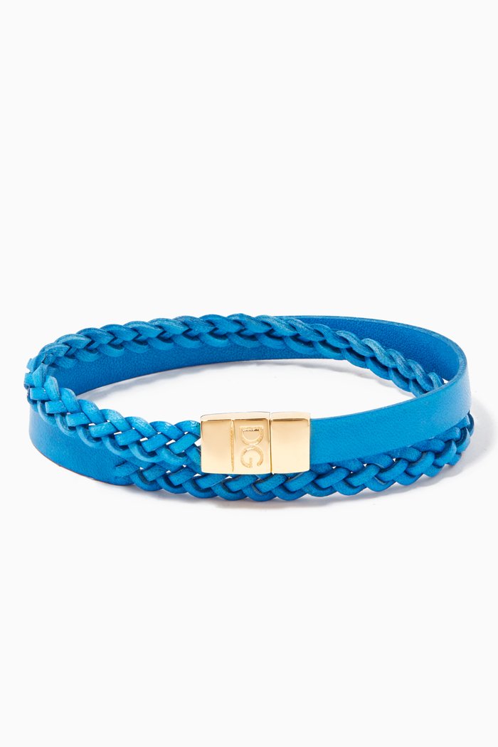 

DG Wrap Bracelet in Leather, Blue