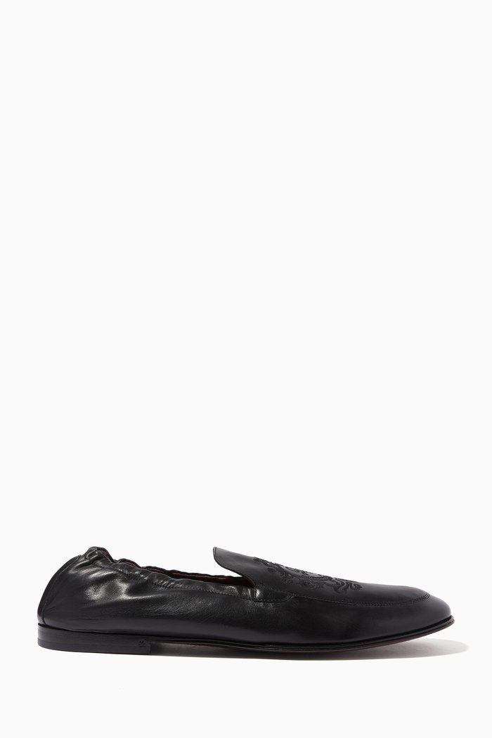 

Ariosto DG Crest Loafers in Leather, Black