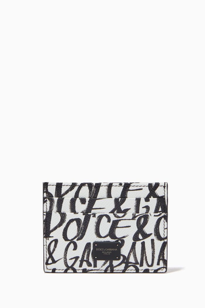 

Card Holder in Graffiti Dauphine Leather, Black
