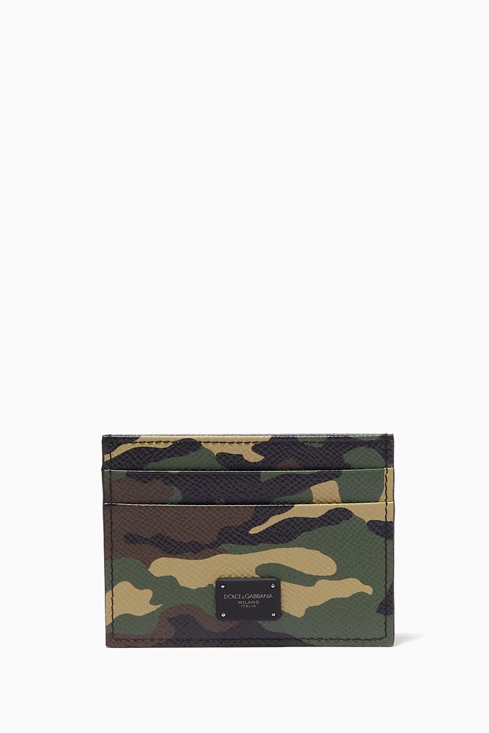 

Card Holder in Camo Dauphine Leather, Multicolour