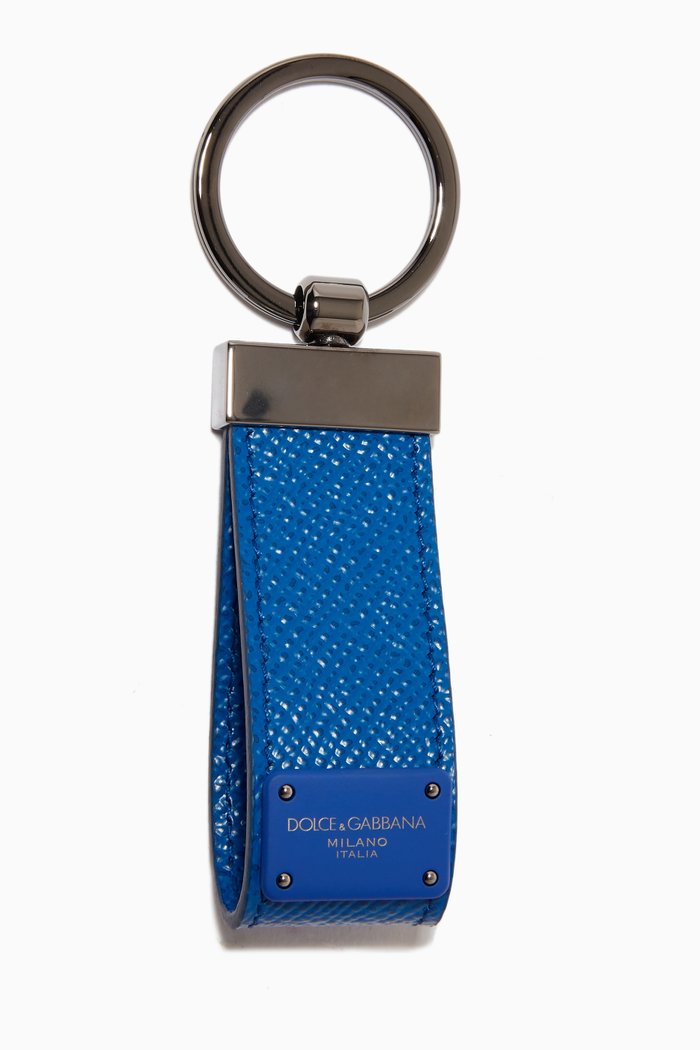 

Key Ring in Dauphine Leather, Blue