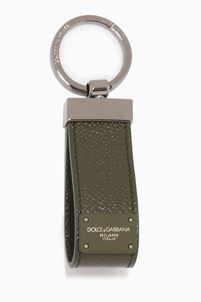 

Key Ring in Dauphine Leather, Green