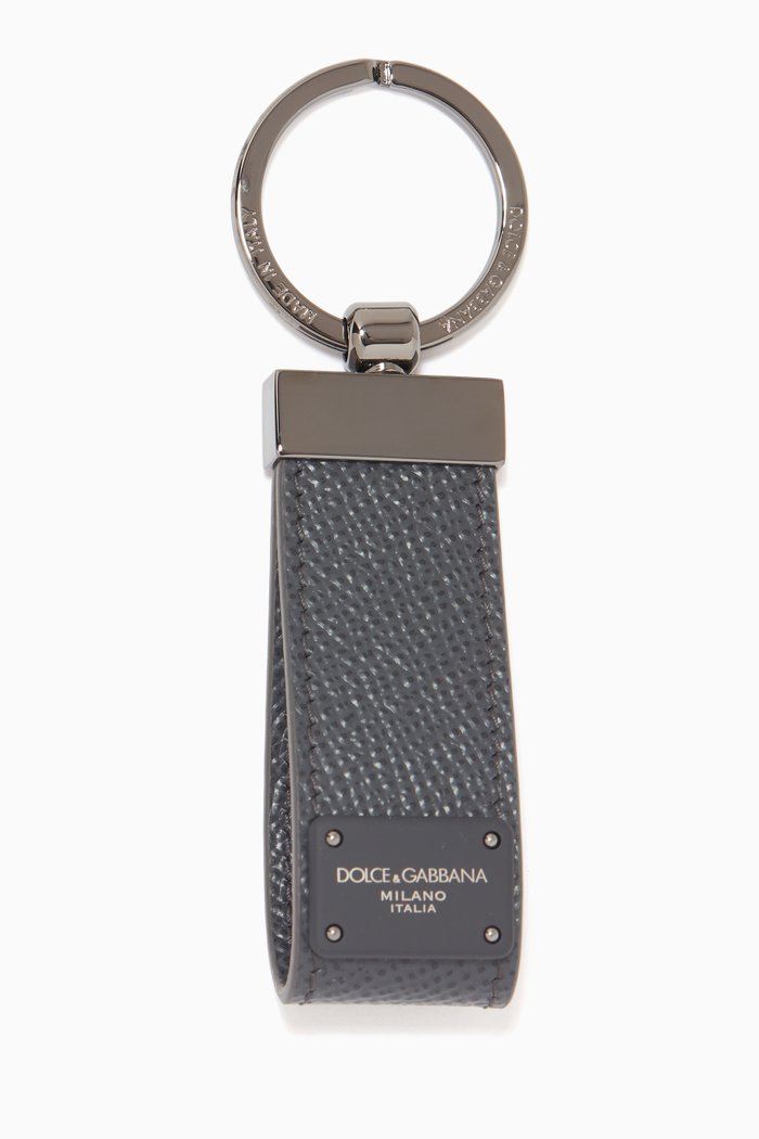 

Key Ring in Dauphine Leather, Grey
