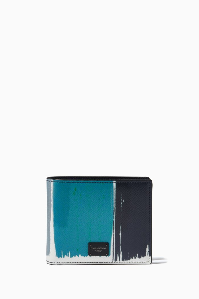 

Stripes Dauphine Cardholder in Leather, Blue