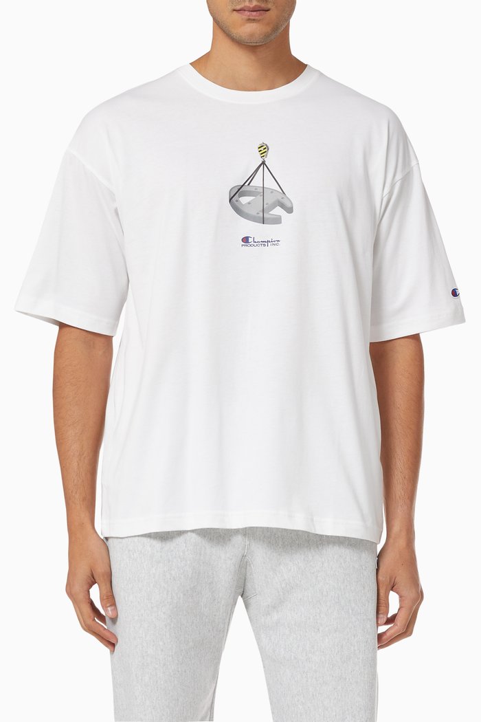 

Graphic Print T-shirt in Cotton, Grey