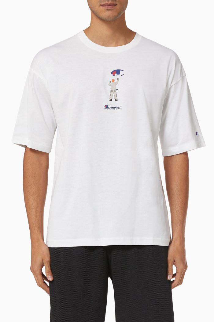

Graphic Print T-shirt in Cotton, Blue