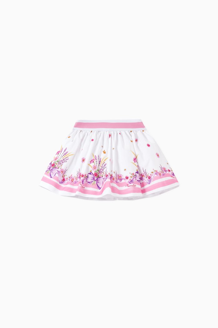 

Floral Skirt in Poplin, White