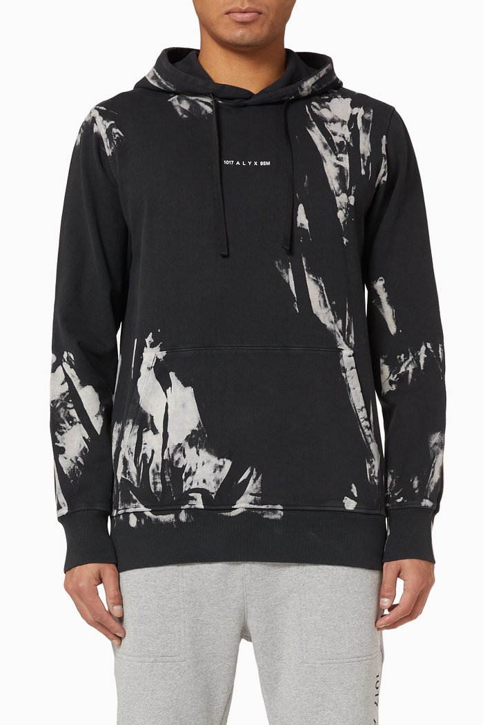 

Treated Logo Cotton Hoodie, Black