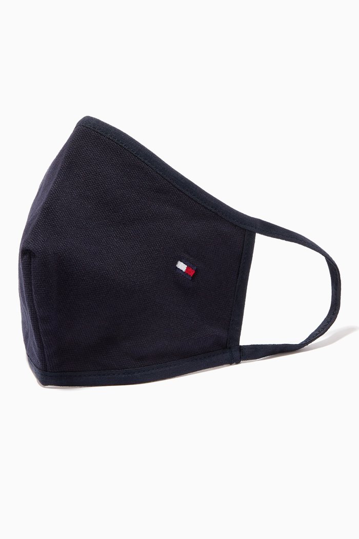 

Embroidered Flag Face Mask in Cotton, Blue