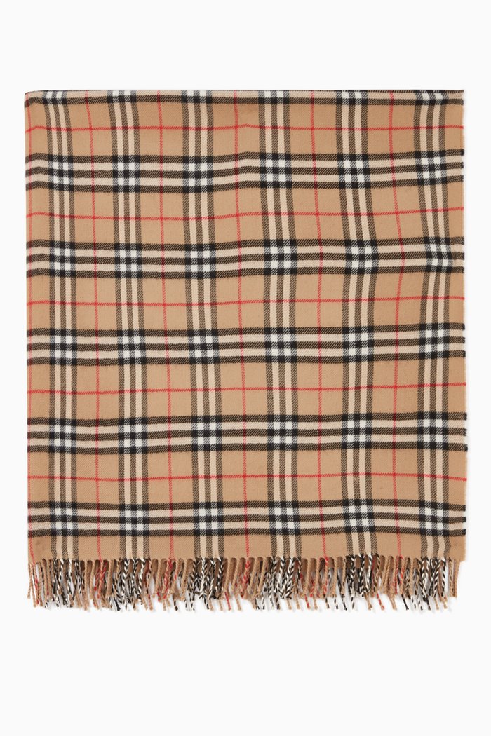 

Baby Blanket in Vintage Check Merino Wool, Neutral