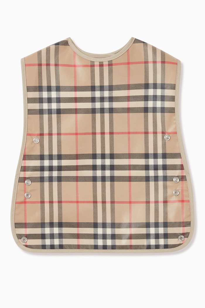 

Bib in Coated Vintage Check and Icon Stripe, Neutral