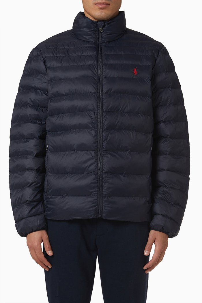

Packable Quilted Jacket in Recycled Nylon, Blue