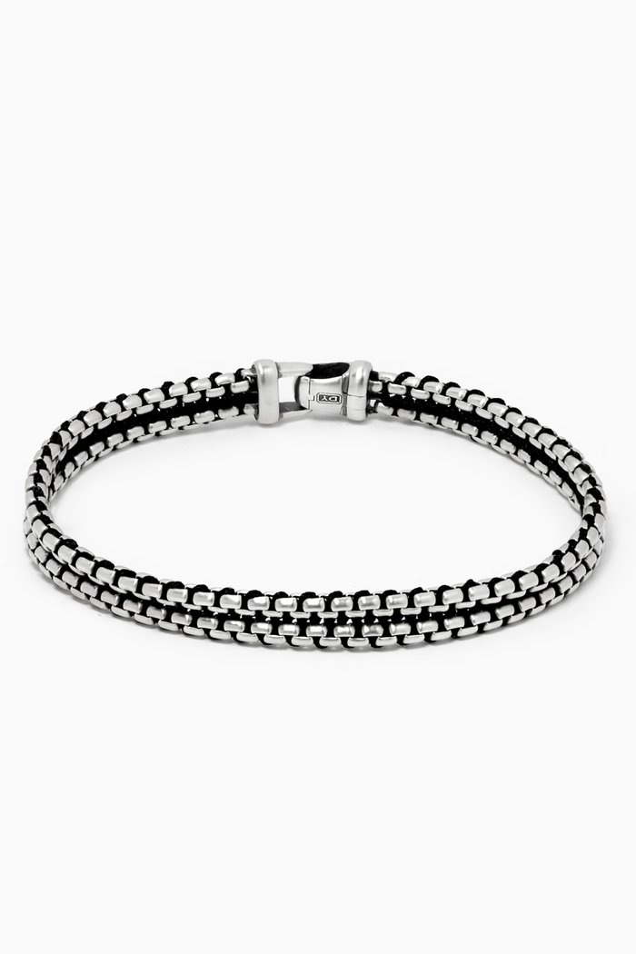 Woven Box Chain Bracelet in Sterling Silver, 10mm