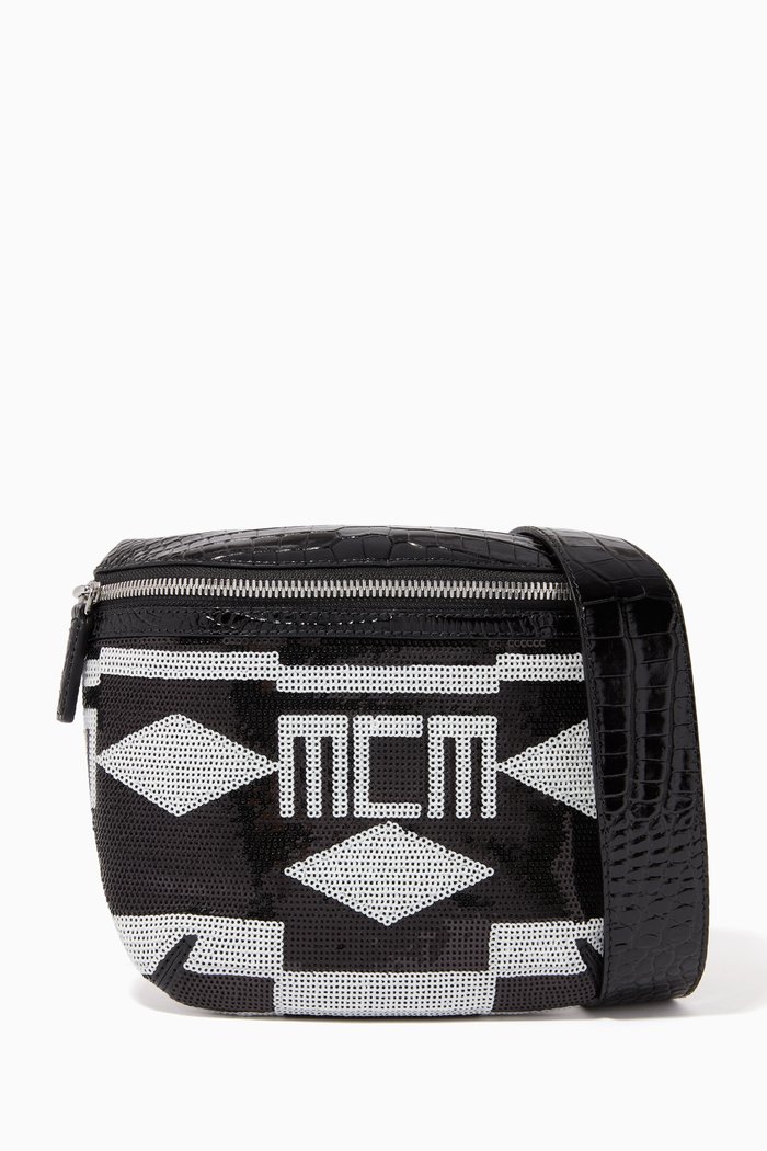

Small Klassik Crossbody in Croc-Embossed Sequin Leather, Black