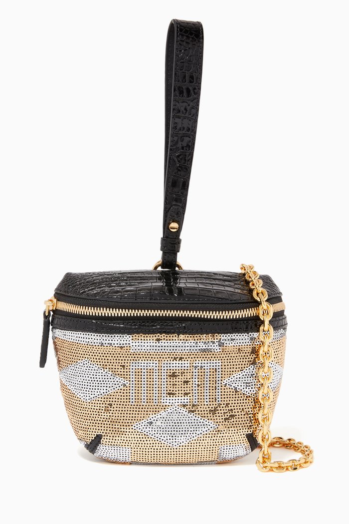 

X-Mini Klassik Crossbody in Croc-Embossed Sequin Leather, Gold
