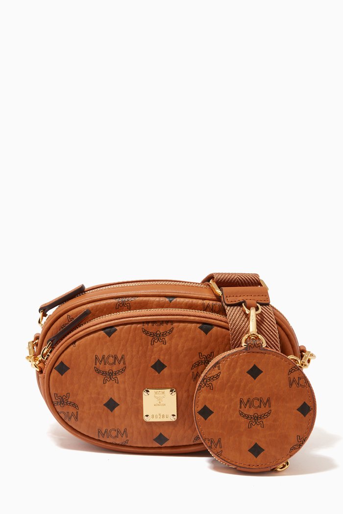 

Small Essential Multi-Function Crossbody in Visetos, Brown