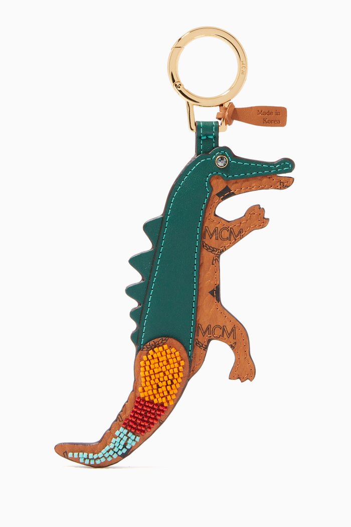 

Zoo 2D Crocodile Charm in Visetos & Leather, Brown