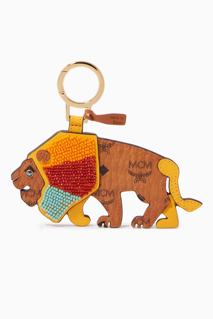 

Zoo 2D Lion Charm in Visetos & Leather, Brown