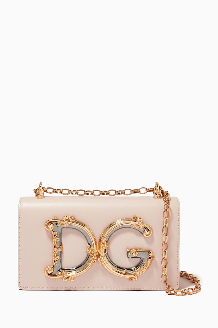 DG Girls Phone Bag in Leather, Pink