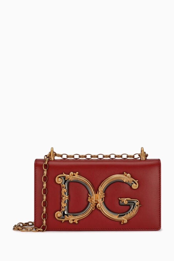 

Small DG Girls Crossbody Bag in Calfskin, Red
