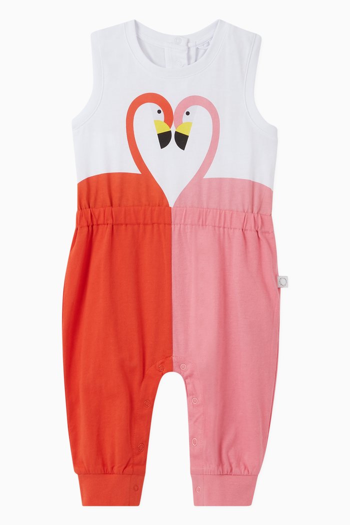 

Flamingos Romper in Colourblock Organic Cotton, Multicolour