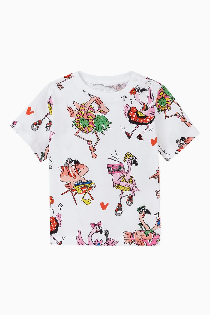 

Flamingo Party Organic Cotton T-shirt, White