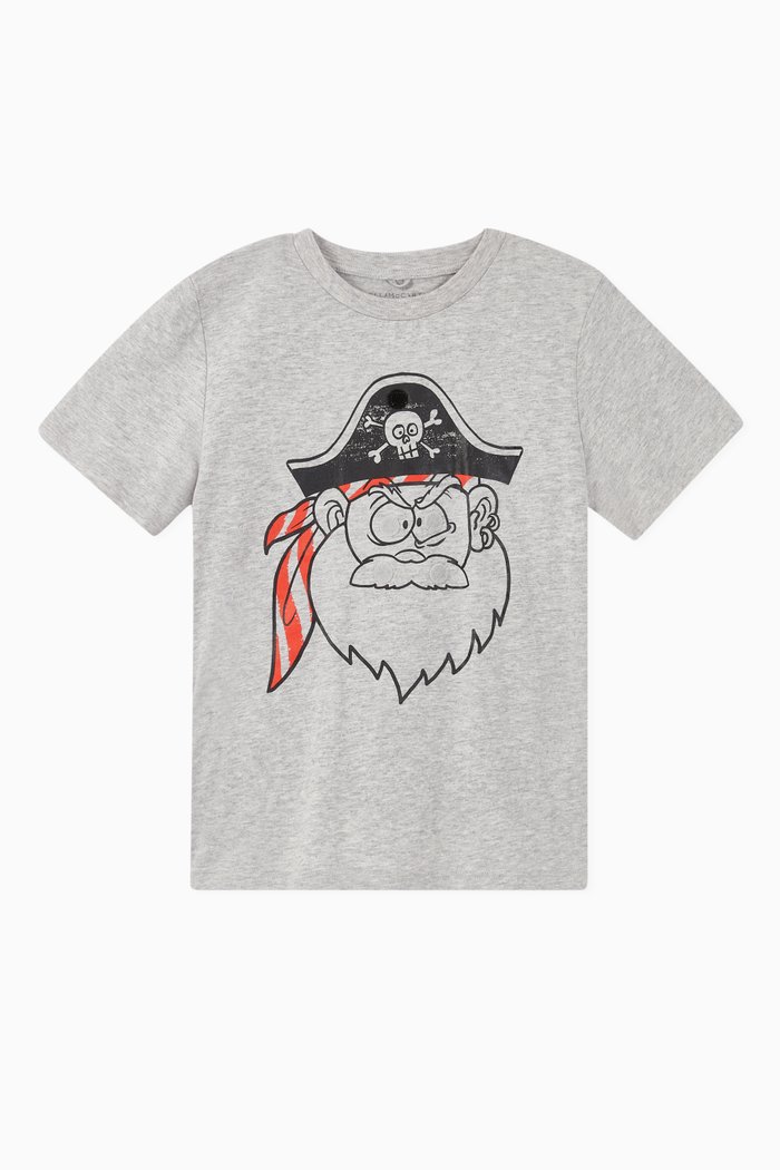 

Funny Pirate Face Organic Cotton T-Shirt, Grey