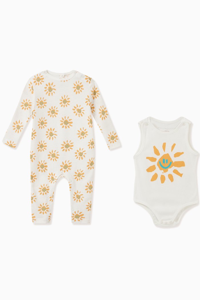 

Happy Sun Body and Jumpsuit Set in Organic Cotton, White