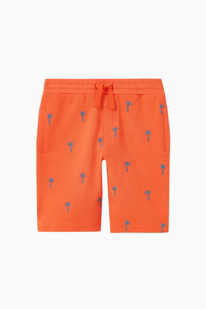 

Embroidered Palm Organic Cotton Shorts, Orange